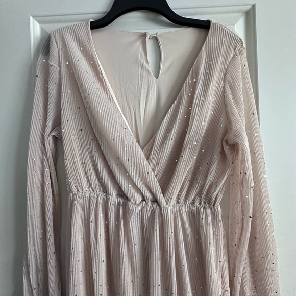 Long dress. Nude/tan color with sparkles. Worn for wedding. Size small. - Picture 2 of 3